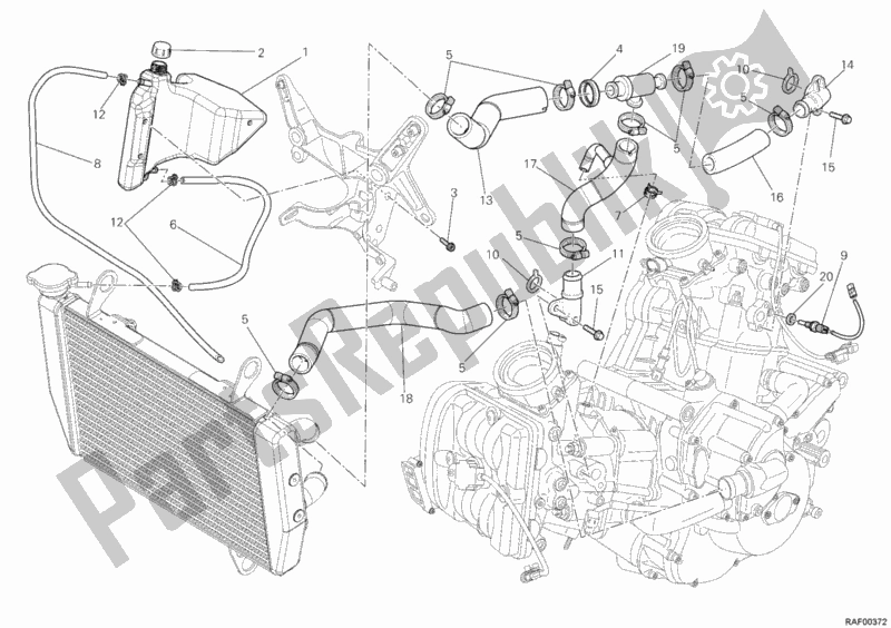 Tutte le parti per il Circuito Di Raffreddamento del Ducati Multistrada 1200 ABS USA 2012